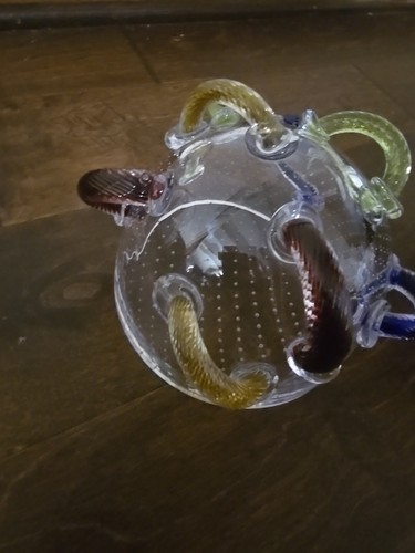 Borek Sipek Art Glass Bowl Hand Blown Multicolor 6 in Signed - Picture 7 of 13