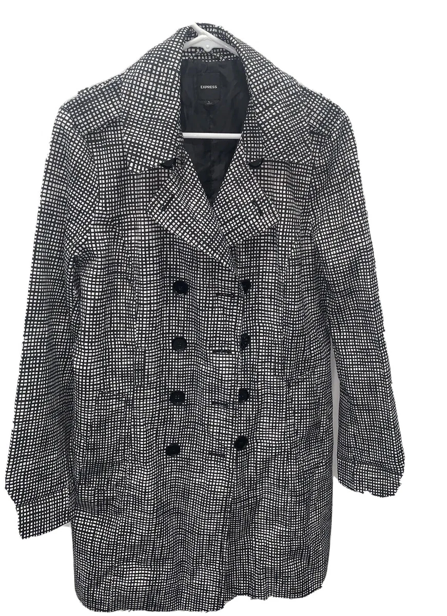 Black and white grid cheap coat