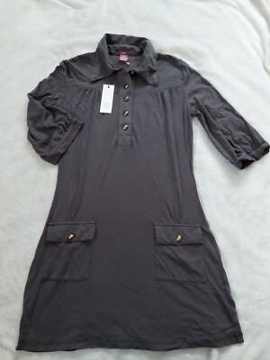 Bobi Damen Shirtkleid Kurzarm Grau Grösse S R1036