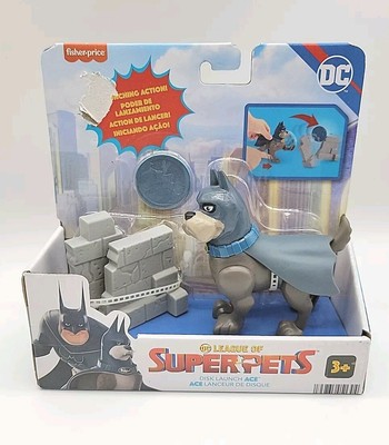 Fisher-Price DC League of Super Pets Disk Launch Ace Figure Set With Dog New Toy