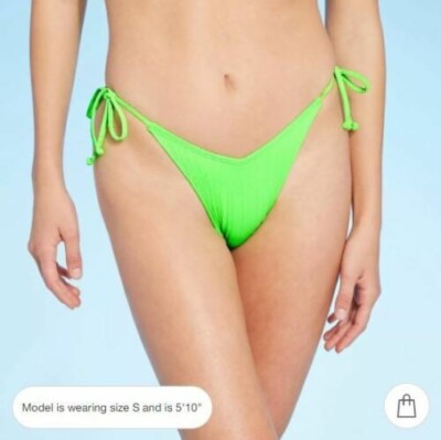 Xhilaration Junior's Bikini Bottom Textured High Leg V-String Size S (0-2) Green