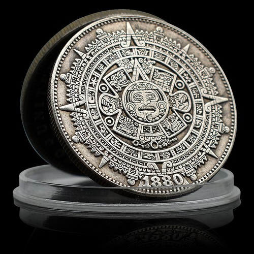Mayan Symbols Nickel Coin 1880 Aztec Gold Calendar Retro Token Seal mayan-symbols-nickel-coin-1880-aztec-gold-calendar-retro-token-seal