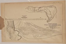 Antique 1889 Map: Arkansas River Basin Sugar Loaf Site, Dam Plan & Profile, 9x11
