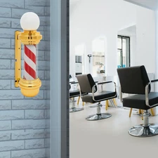 110V Barber Shop Pole Sign Light Rotating Stripes Hair Salon Wall Mounted Light
