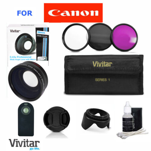 Wide Angle Macro Lens +ACCESSORIES For Canon Rebel EOS XT XTI XS XSI SL1 T3 T4 - Picture 1 of 10