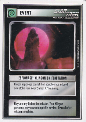 1995 Star Trek TNG CCG Event Espionage: Klingon On Federation (Good)