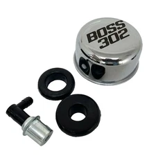 Boss 302 Chrome Valve Cover Breather, PCV Valve and Grommets, Ansen USA