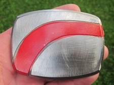 vintage handmade heavy duty steel men's red belt buckle - Hipster -