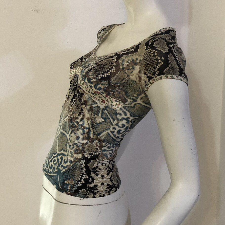 JUST CAVALLI multicolored python t-shirt shirt pa… - image 6