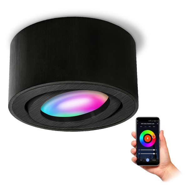 CELI-1B Aufbauspot Schwarz Schwenkbar Flach GebüRstet Mit Rgb Led Wifi Dim 5W-image