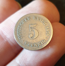 Antique Germany Deutsches Reich coin 5 pfennig 1876 D D