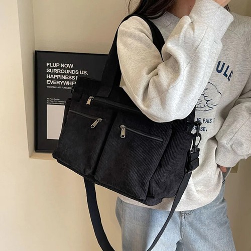 Samt Cord Schultertasche Pendler Reise Crossbody Taschen Handtasche - Bild 24 von 28