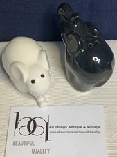 Ceramic Black and White Elephant Shaped Salt And Pepper Shakers new in box