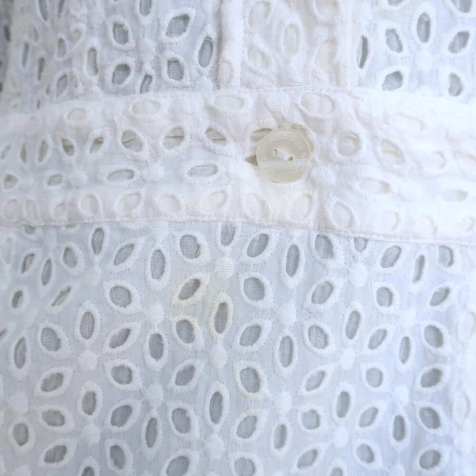 See by Chloe Eyelet-Embroidered Mini Dress White Cotton Size US 4 - Image 2 of 4