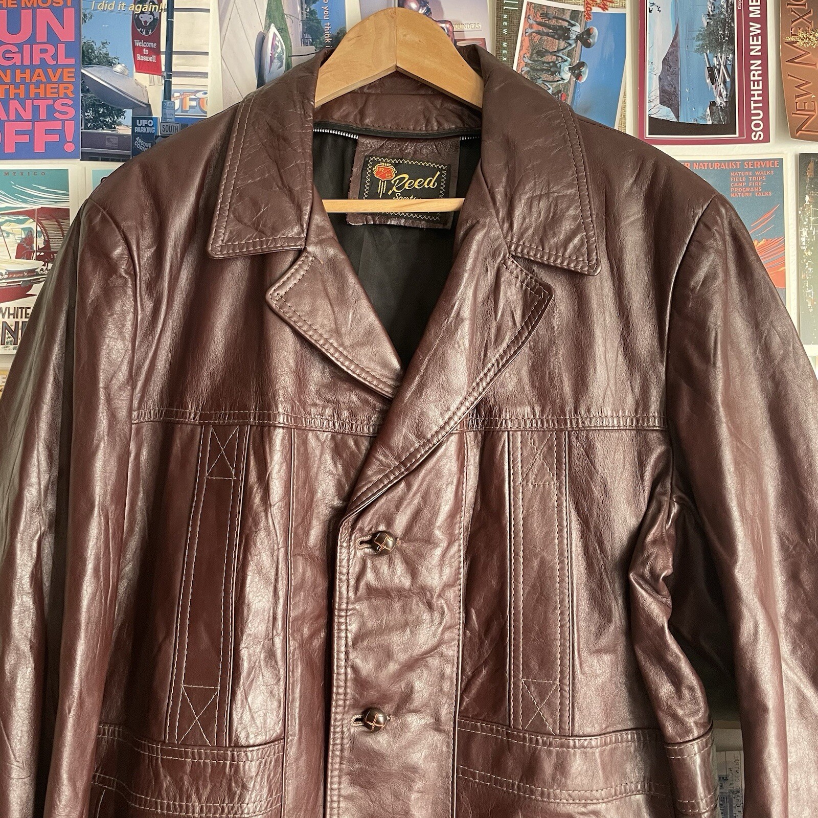 Vtg Reed Sportswear leather coat  size 46 (see description)  Large