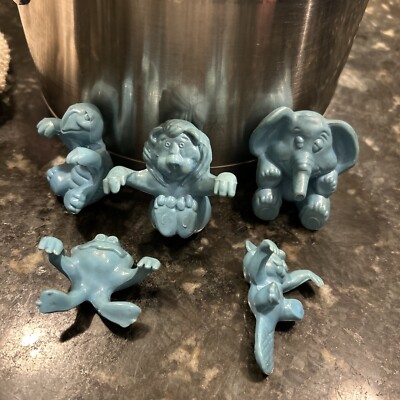 Vintage Kelloggs Cereal Bowl Hangers Figures Lot Of X 5 Beaver Frog Elephant+++
