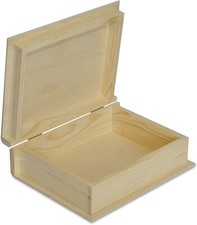 Useekoo Scatola portaoggetti in legno grezzo con coperchio