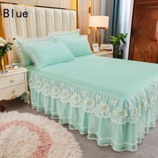 Couvre-lit 1pc Avec Taies d’oreiller 2pcs Broderie Dentelle Volant Housse Lit