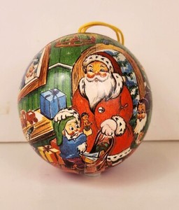 Vintage Papier Mache  Santa Claus Candy Container Christmas Ornament E Germany