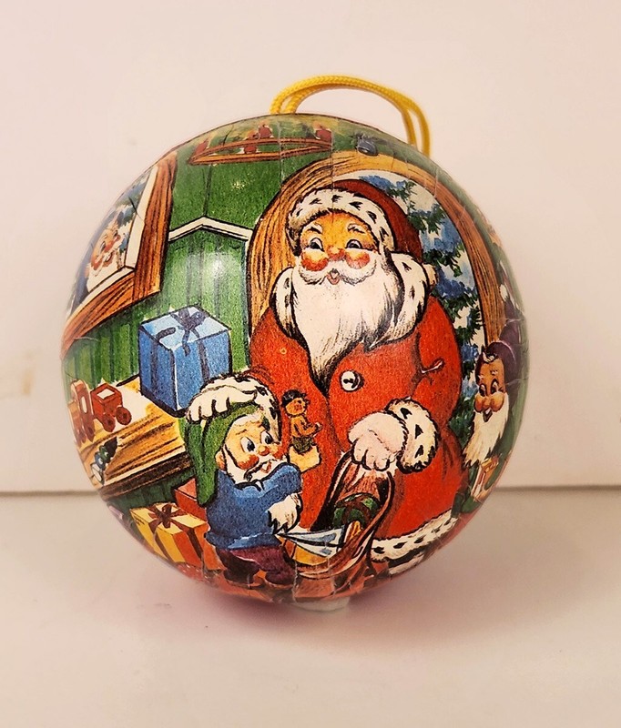 Vintage Papier Mache  Santa Claus Candy Container Christmas Ornament E Germany