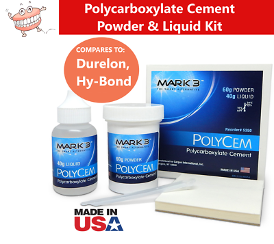 #ad #ad Durelon Type PolyCem Dental Cement 1x 60g Powder amp; 1x 40 mL Liquid Kit Mix Pad $58.95