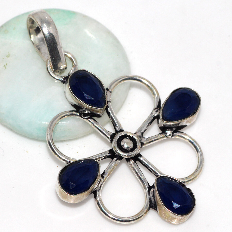 Blue Topaz 925 Silver Plated Gemstone Handmade Pendant 2