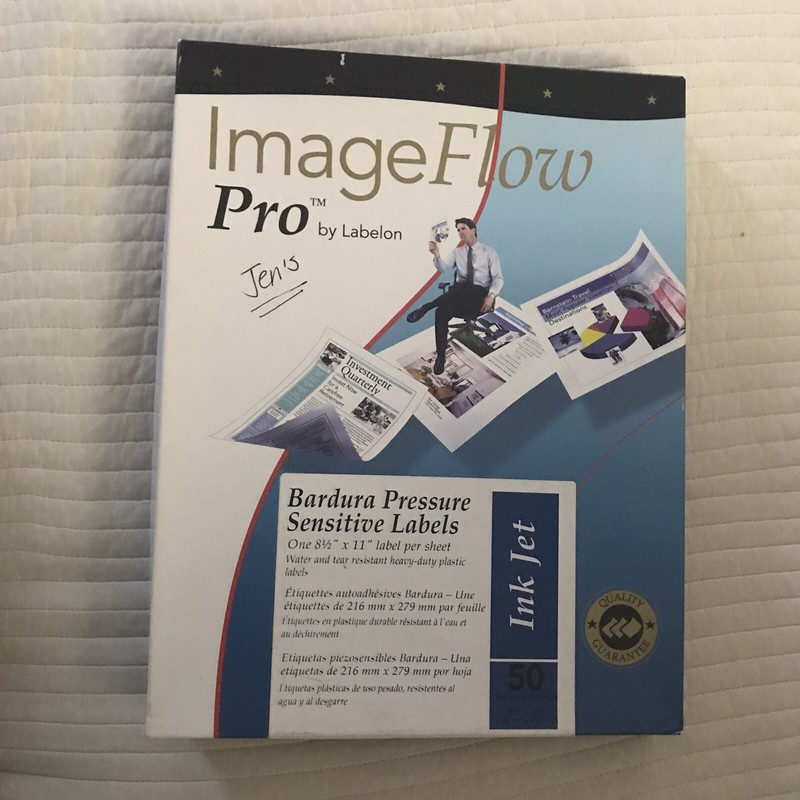 imageflow pro labelon barbura pressure sensitive labels 8.5x11 61 Sheets Ink Jet