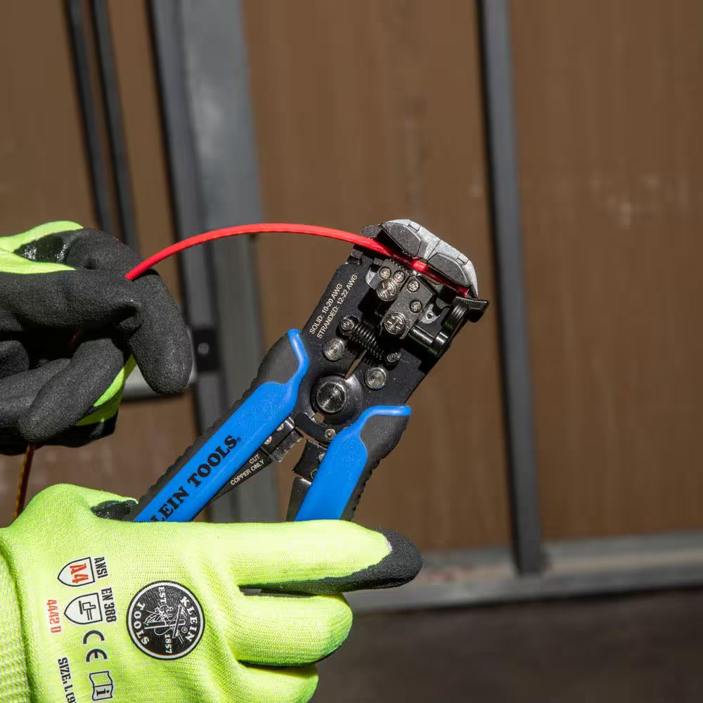 Klein Tools 8-1/4" Self Adjusting Wire Stripper Cutter for 10-20 AWG 12-22 AWG