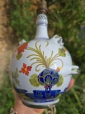 Lampe Calf Faenza Céramique forme Gourde Italy décor floral 