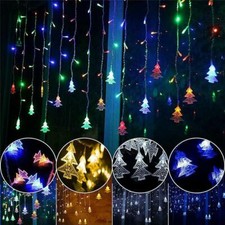 Xmas 96 LED Snowflake Fairy String Lights Curtain Window Wedding Garden Decor