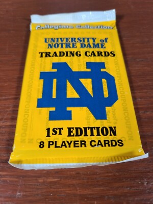 first edition notre dame trading cards NOTRE DAME Collegiate Collection 1st Edition Pack- 8 Trading Cards NEW SEALED CPJ Collectibles