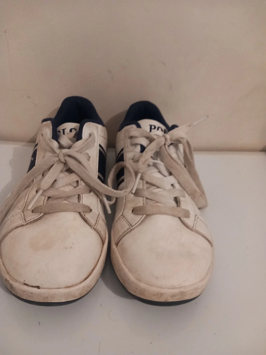 Polo RALPH LAUREN Boys Trainers Shoes Sneakers Size 4 White Express Shipping