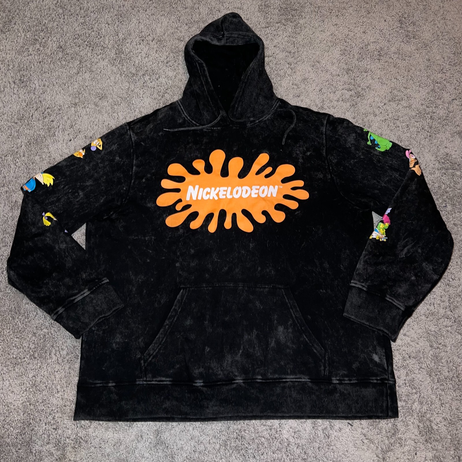 2021 Nickelodeon Nick Toons Logo Ash Black Hoodie Siz… Gem