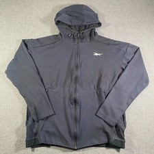 Reebok Sample Full Zip Performance Hoodie Jacket Mens Size Medium Black Stretch