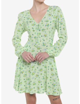 Sanrio Hello Kitty and Friends Keroppi Cute Green Summer Dress Size Medium