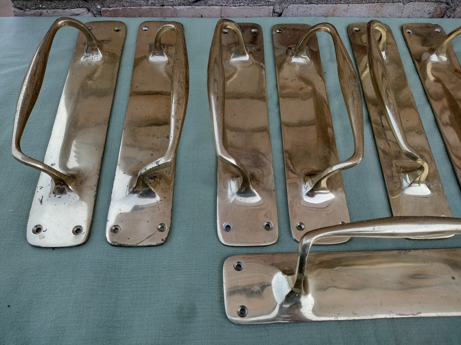 ONE PAIR OF LARGE HEAVY VINTAGE BRASS DOOR HANDLES eBay