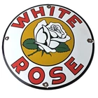 Vintage White Rose Gasoline Sign - Texas Service Station Gas Oil Pump Plate Sign