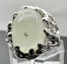6.58 CT LIBYAN DESERT GLASS TEKTITE STERLING SILVER MENS PINKY RING SZ 7.25, 9GR