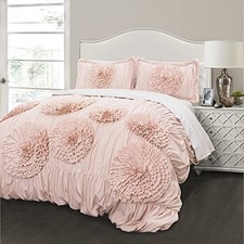 Lush D cor - Comforter Set, Super Soft Ruffle Bedding with Full/Queen Blush