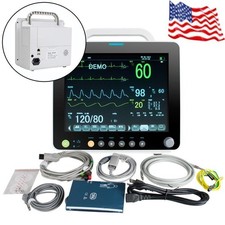 Portable Medical 6 parameter 12" Vital Sign Patient Monitor ECG NIBP RESP SPO2