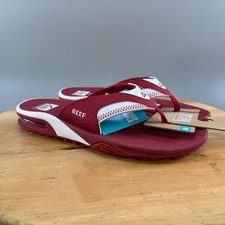 Reef Fanning Pregame Sandals Mens Size 10 Crimson White Flip Flop Bottle Opener