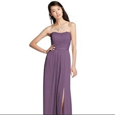 David's Bridal Deep Purple Lace Gown SZ 14