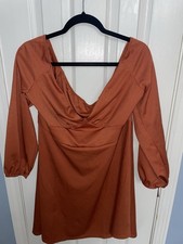 Shein 2XL Burnt Orange Mid-sleeve, Short Dress. Off Shoulder Dress. NWOT