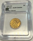 1893CC Carson City $5 gold half eagle. ICG AU50 details, harshly cleaned #nlrd01