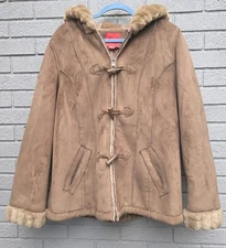 Vintage Y2KEsprit Faux Suede Shearling Coat Women’s XL  Jacket NWOT 2000s 