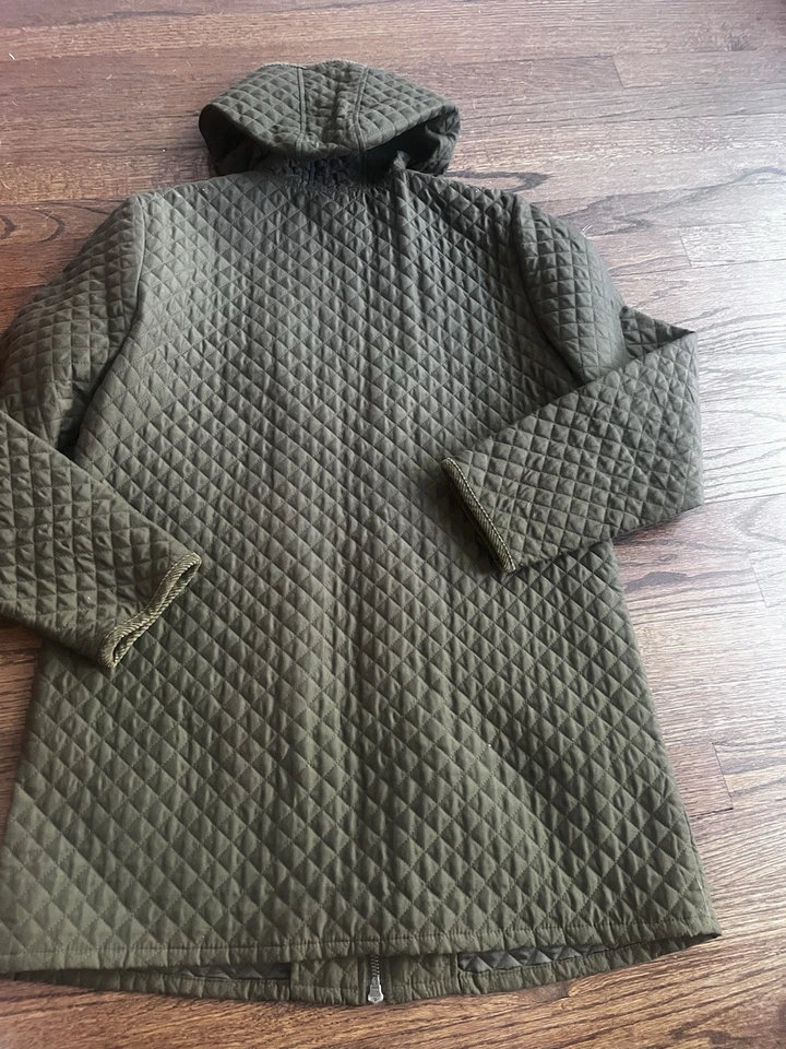 Chaqueta acolchada verde Kate Hill para mujer botones a presión talla L grande Foto 2 de 4