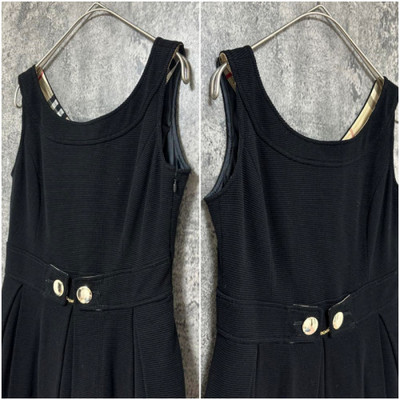 Burberry London Blue Label Sleeveless Flare Silk Dress BLK [36/EX
