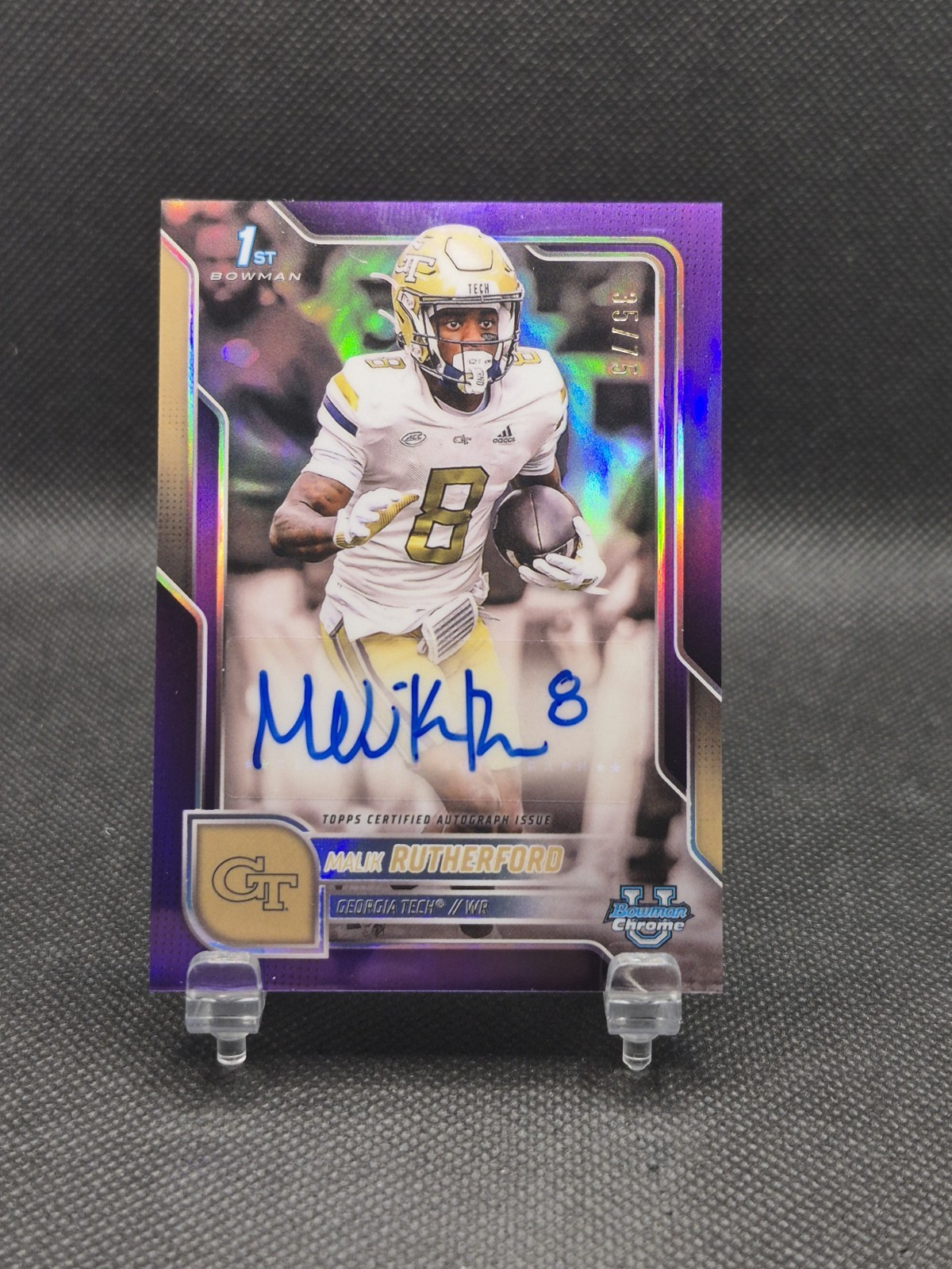 2025 Bowman Chrome U Malik Rutherford #BCA-MR Purple Refractor Auto /75  