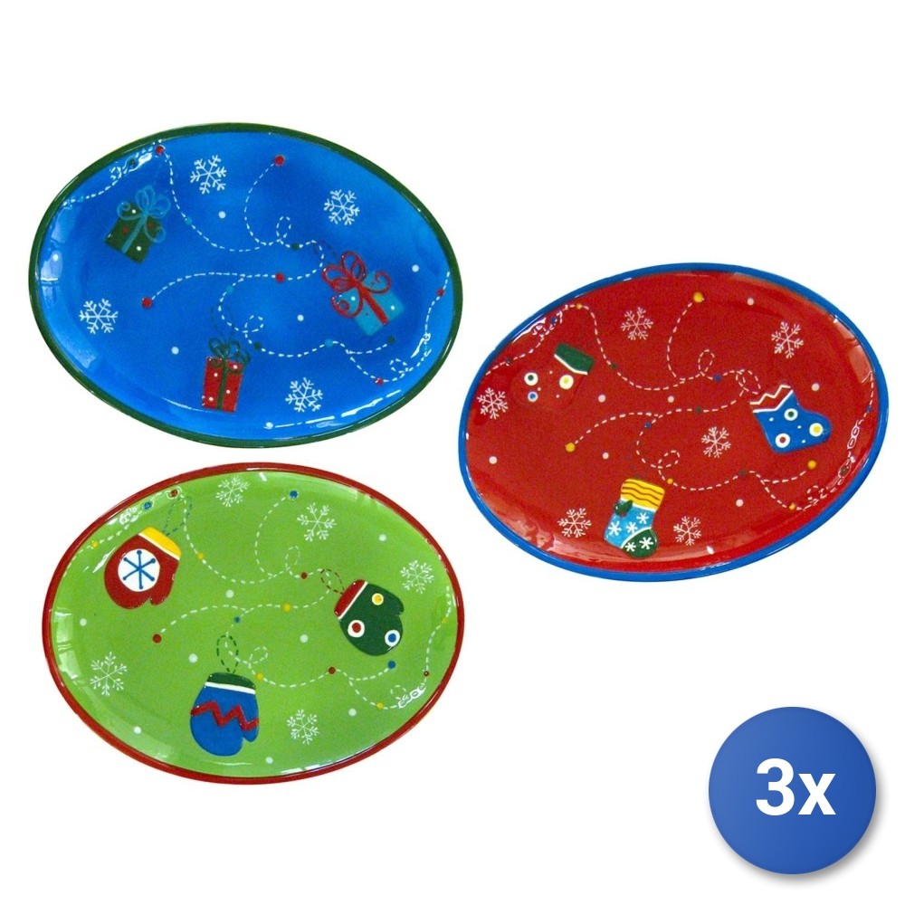 3x Christmas Centerpiece Oval assorted colors 30 113 Crazystock Selection