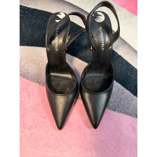 Karl Lagerfeld Paris Chantelle Black Rhinestone Heel Slingback Pumps Womens 7.5M